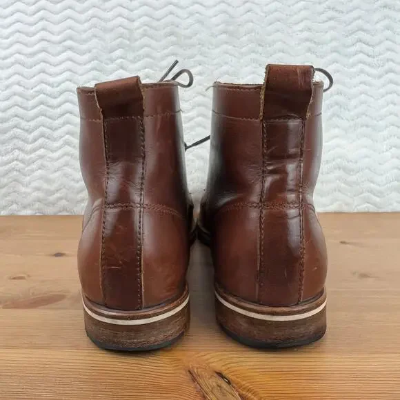 Helm Hollis Mens Boots Cap Toe Brown Leather Sz 9.5 D Mid Combat Hybrid $295 - Picture 6 of 16